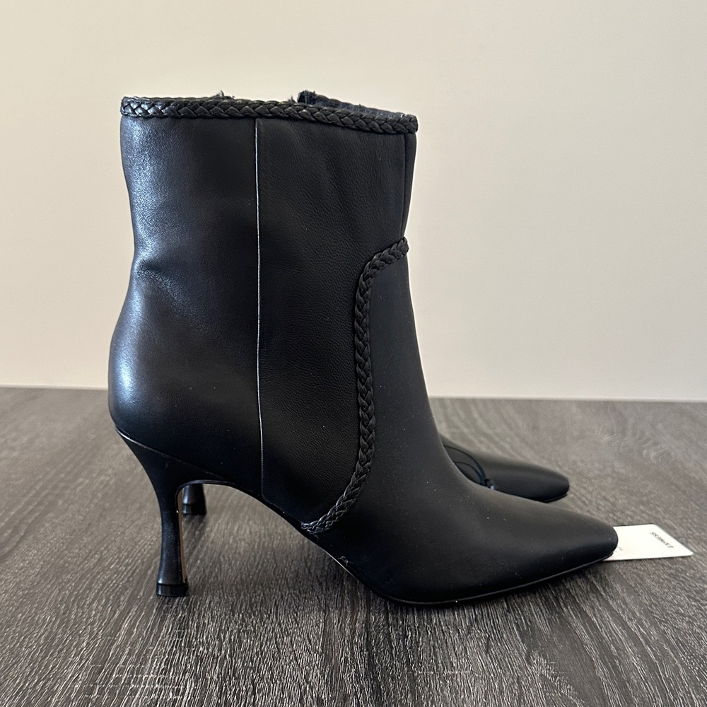 Express Leather Black Heeled Ankle Boots